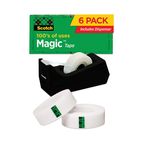 Magic Tape Desktop Dispenser Value Pack, 1" Core, 0.75" x 83.33 ft, Clear, 6/Pack-(MMM810K6C38)