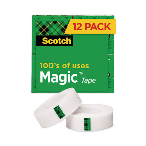 Magic Tape Value Pack, 1" Core, 0.75" x 83.33 ft, Clear, 12/Pack-(MMM810K12)