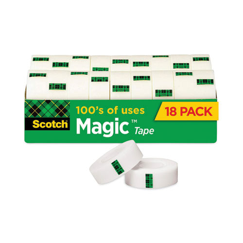 Magic Tape Cabinet Pack, 1" Core, 0.75" x 83.33 ft, Clear, 18/Pack-(MMM810K18CP)