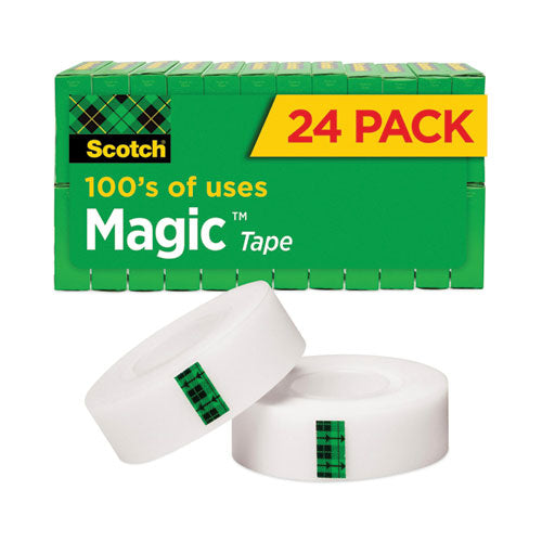 Magic Tape Value Pack, 1" Core, 0.75" x 83.33 ft, Clear, 24/Pack-(MMM810K24)