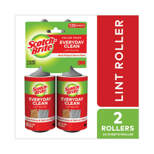 Lint Roller, Heavy-Duty Handle, 60 Sheets Roller, 2/Pack-(MMM836RS60TPP)