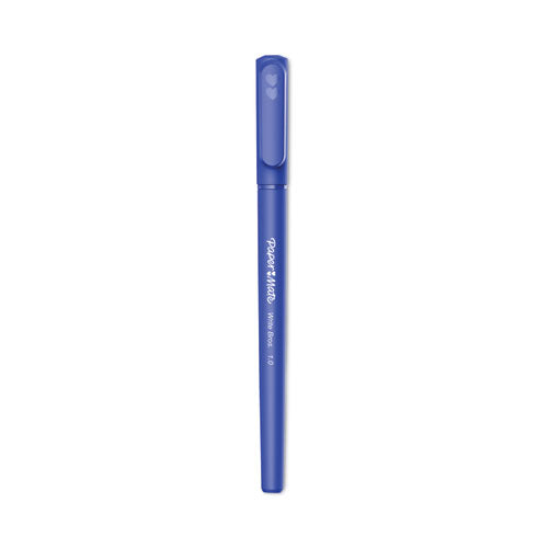 Write Bros. Ballpoint Pen, Stick, Medium 1 mm, Blue Ink, Blue Barrel, Dozen-(PAP3311131C)