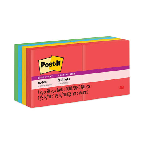 Pads in Playful Primary Collection Colors, 2" x 2", 90 Sheets/Pad, 8 Pads/Pack-(MMM6228SSAN)