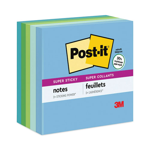 Recycled Notes in Oasis Collection Colors, 3" x 3", 90 Sheets/Pad, 5 Pads/Pack-(MMM6545SST)