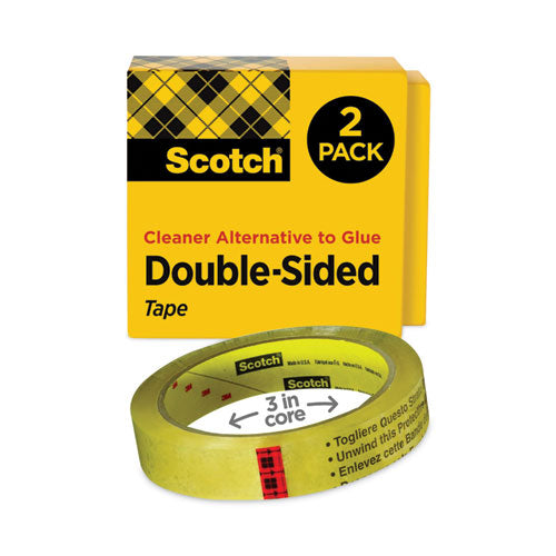 Double-Sided Tape, 3" Core, 0.75" x 36 yds, Clear, 2/Pack-(MMM6652P3436)