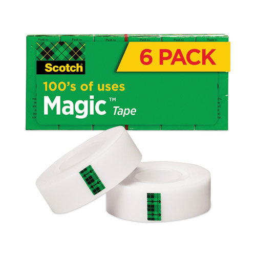 Magic Tape Refill, 1" Core, 0.75" x 36 yds, Clear, 6/Pack-(MMM8106PK)