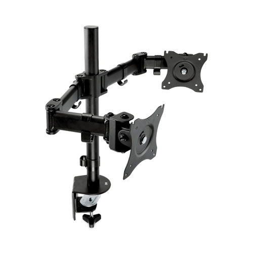 Dual Monitor Mount, For 27" Monitors, 360 Degree Rotation, +45 Degree/-45 Degree Tilt, 90 Degree Pan, Black, Supports 20 lb-(MMMMM200B)