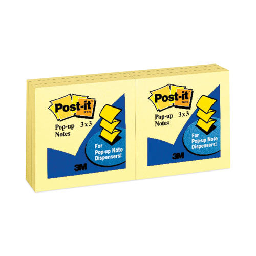 Original Canary Yellow Pop-up Refill, 3" x 3", Canary Yellow, 100 Sheets/Pad, 12 Pads/Pack-(MMMR330YW)