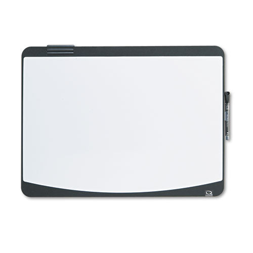 Tack and Write Board, 25.5 x 17.5, Black/White Surface, Black Plastic Frame-(QRT06355BK)