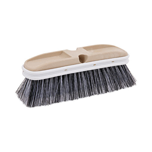 Polystyrene Vehicle Brush with Vinyl Bumper, Black/White Polystyrene Bristles, 10" Brush-(BWK8410)