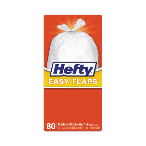 Easy Flaps Trash Bags, 13 gal, 0.8 mil, 23.75" x 28", White, 80/Box-(PCTE84563)