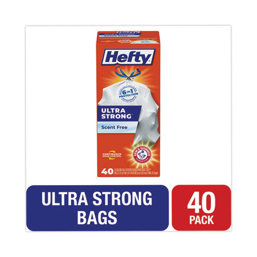 Ultra Strong Tall Kitchen and Trash Bags, 13 gal, 0.9 mil, 23.75" x 24.88", White, 40/Box-(RFPE88338)