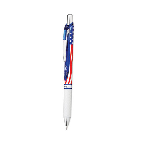 EnerGel RTX Stars and Stripes Gel Pen, Retractable, Medium 0.7 mm, Black Ink, Red/White/Blue Barrel, 2/Pack-(PENBL77USABP2A)