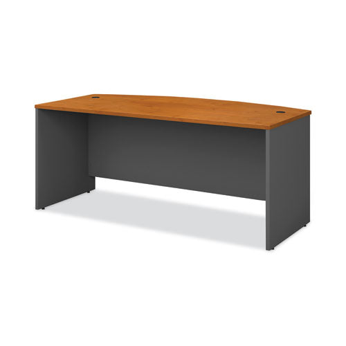 Series C Collection Bow Front Desk, 71.13" x 36.13" x 29.88", Natural Cherry/Graphite Gray-(BSHWC72446)