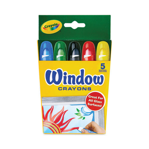 Washable Window Crayons, Assorted Colors, 5/Set-(CYO529765)