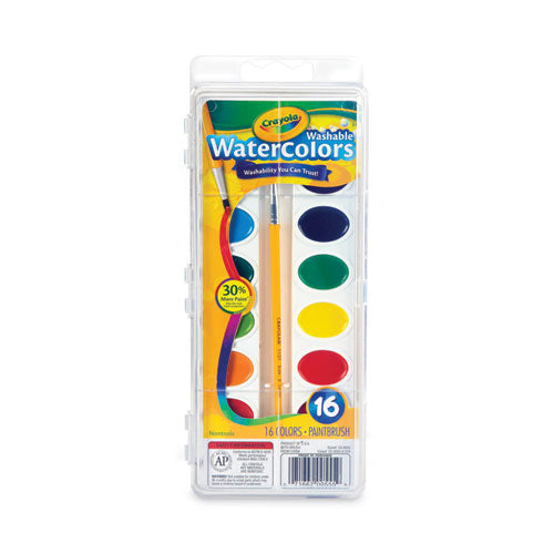 Washable Watercolors, 16 Assorted Colors, Palette Tray-(CYO530555)