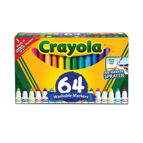 Broad Line Washable Markers, Broad Bullet Tip, Assorted Colors, 64/Set-(CYO588180)