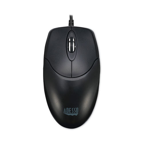 Three-Button Desktop Optical Scroll USB Mouse, USB 2.0, Left/Right Hand Use, Black-(ADEHC3003US)
