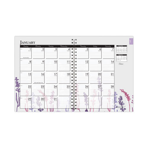 Recycled WildFlower Weekly/Monthly Planner, Wild Flower Artwork, 11 x 8.5, Gray/White/Purple Cover, 12-Month (Jan-Dec): 2023-(HOD28774)