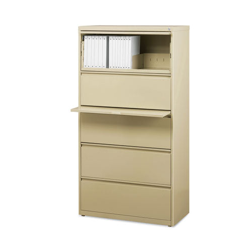 Lateral File Cabinet, 5 Letter/Legal/A4-Size File Drawers, Putty, 30 x 18.62 x 67.62-(HID14979)