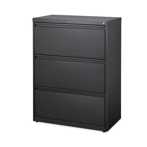 Lateral File Cabinet, 3 Letter/Legal/A4-Size File Drawers, Black, 30 x 18.62 x 40.25-(HID14974)