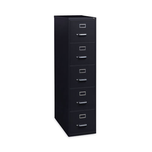 Vertical Letter File Cabinet, 5 Letter-Size File Drawers, Black, 15 x 26.5 x 61.37-(HID17778)