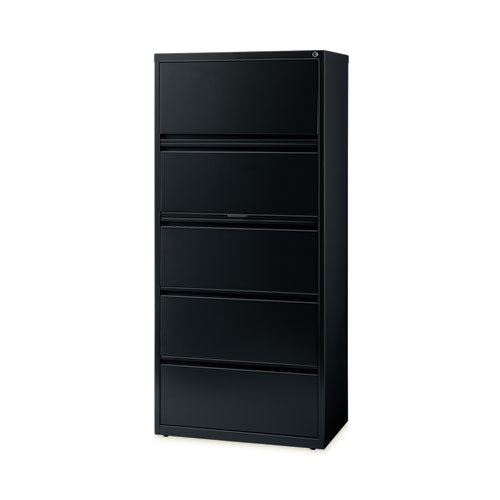 Lateral File Cabinet, 5 Letter/Legal/A4-Size File Drawers, Black, 30 x 18.62 x 67.62-(HID14980)