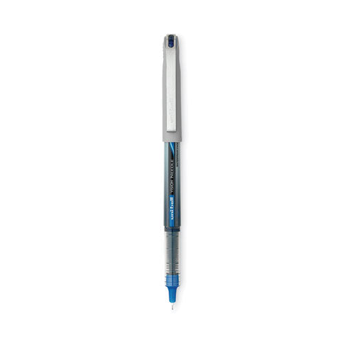 VISION Roller Ball Pen, Stick, Micro 0.5 mm, Blue Ink, Black/Blue Barrel, 12/Pack-(UBC1734919)