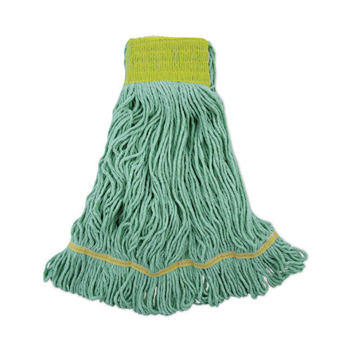 EcoMop Looped-End Mop Head, Recycled Fibers, Large Size, Green, 12/Carton-(BWK1200LCT)