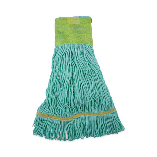 EcoMop Looped-End Mop Head, Recycled Fibers, Medium Size, Green, 12/Carton-(BWK1200MCT)