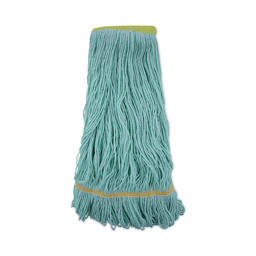 EcoMop Looped-End Mop Head, Recycled Fibers, Extra Large Size, Green-(BWK1200XL)