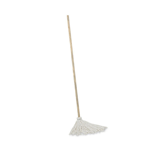 Handle/Deck Mops, 12 oz White Rayon Head, 48" Oak Wood Handle, 6/Pack-(BWK112R)