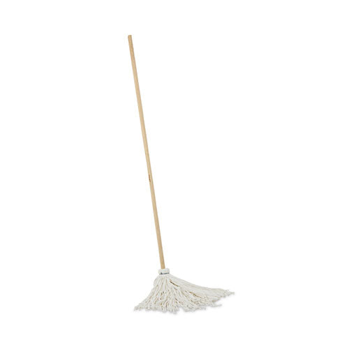 Handle/Deck Mops, 16 oz White Rayon Head, 48" Oak Wood Handle-(BWK116R)