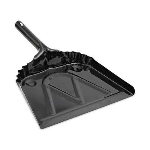 Metal Dust Pan, 12 x 14, 2" Handle, 20-Gauge Steel, Black, 12/Carton-(BWK04212)