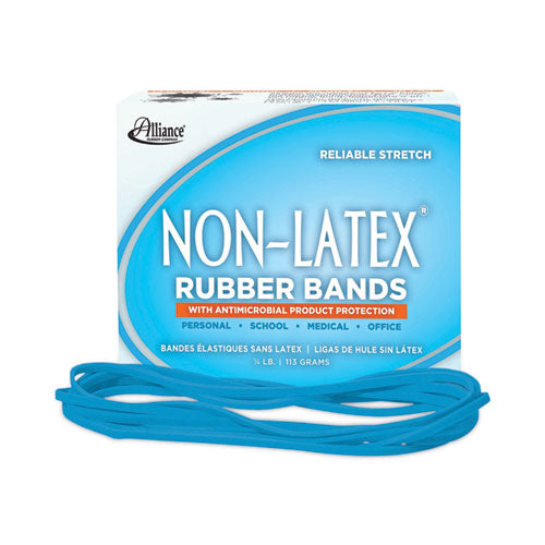 Antimicrobial Non-Latex Rubber Bands, Size 117B, 0.06" Gauge, Cyan Blue, 4 oz Box, 62/Box-(ALL42179)