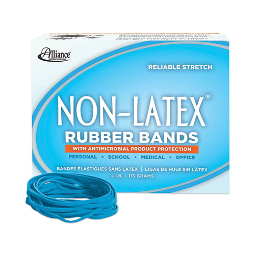 Antimicrobial Non-Latex Rubber Bands, Size 33, 0.04" Gauge, Cyan Blue, 4 oz Box, 180/Box-(ALL42339)