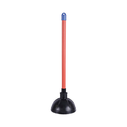 Toilet Plunger, 18" Plastic Handle, 5.63" dia, Red/Black, 6/Carton-(BWK09201)