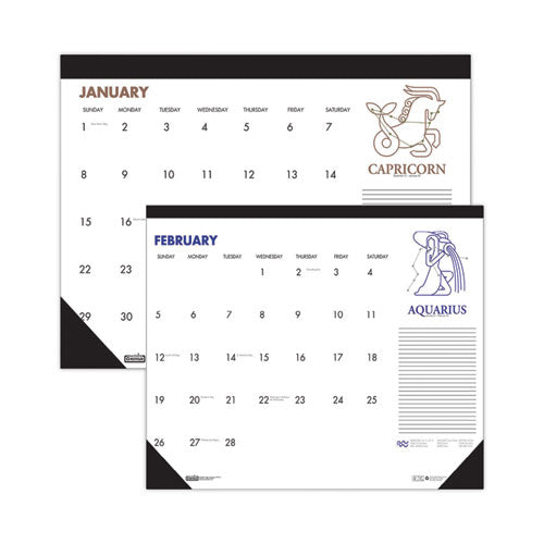 Recycled Zodiac Desk Pad Calendar, Zodiac Artwork, 17 x 22, White Sheets, Black Binding/Corners, 12-Month (Jan-Dec) 2023-(HOD167)