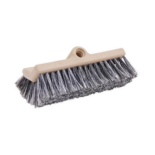 Dual-Surface Black Polypropylene Bristles, 10" Brush, Brown Plastic Handle-(BWK8420)