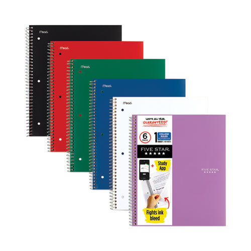 Wirebound Notebook, 1-Subject, Medium/College Rule, Randomly Assorted Cover Color, (100) 11 x 8.5 Sheets, 6/Pack-(MEA38052)