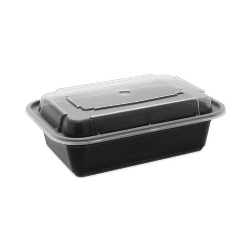 Newspring VERSAtainer Microwavable Containers, 24 oz, 5 x 7.25 x 2, Black/Clear, Plastic, 150/Carton-(PCTNC838B)