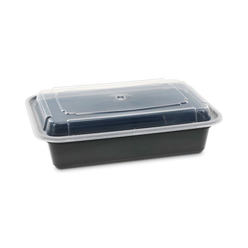 Newspring VERSAtainer Microwavable Containers, 38 oz, 6 x 8.5 x 2, Black/Clear, Plastic, 150/Carton-(PCTNC888B)