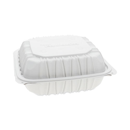 EarthChoice Vented Microwavable MFPP Hinged Lid Container, 8.5 x 8.5 x 3.1, White, Plastic, 146/Carton-(PCTYCNW0851)