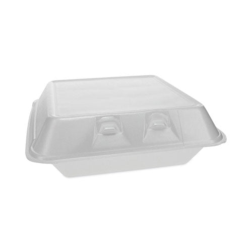 SmartLock Foam Hinged Lid Container, Large, 9 x 9.13 x 3.25, White, 150/Carton-(PCTYHLW09010000)