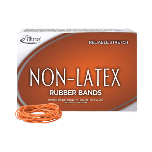 Non-Latex Rubber Bands, Size 19, 0.04" Gauge, Orange, 1 lb Box, 1,440/Box-(ALL37196)