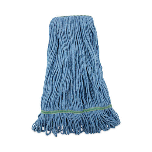 Super Loop Wet Mop Head, Cotton/Synthetic Fiber, 1" Headband, Medium Size, Blue, 12/Carton-(BWK502BLNBCT)