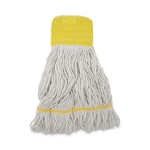 Super Loop Wet Mop Head, Cotton/Synthetic Fiber, 5" Headband, Small Size, White, 12/Carton-(BWK501WH)