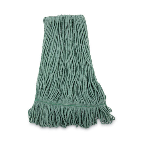 Mop Head, Premium Standard Head, Cotton/Rayon Fiber, Medium, Green, 12/Carton-(BWK502GNNB)