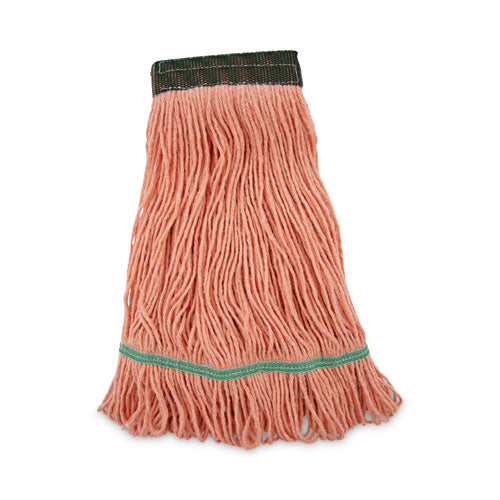 Super Loop Wet Mop Head, Cotton/Synthetic Fiber, 5" Headband, Medium Size, Orange, 12/Carton-(BWK502OR)