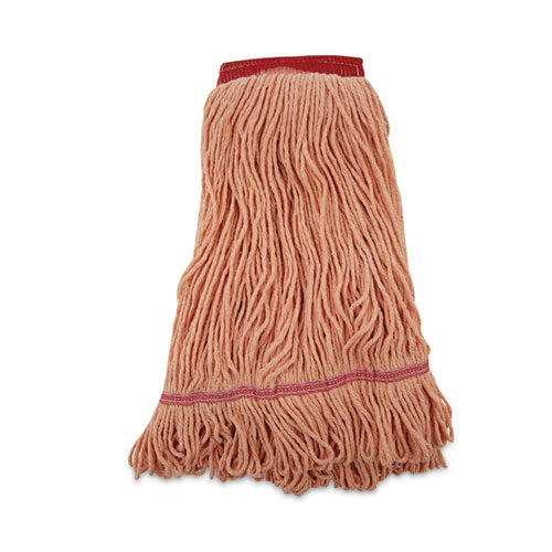 Super Loop Wet Mop Head, Cotton/Synthetic Fiber, 5" Headband, Large Size, Orange, 12/Carton-(BWK503OR)